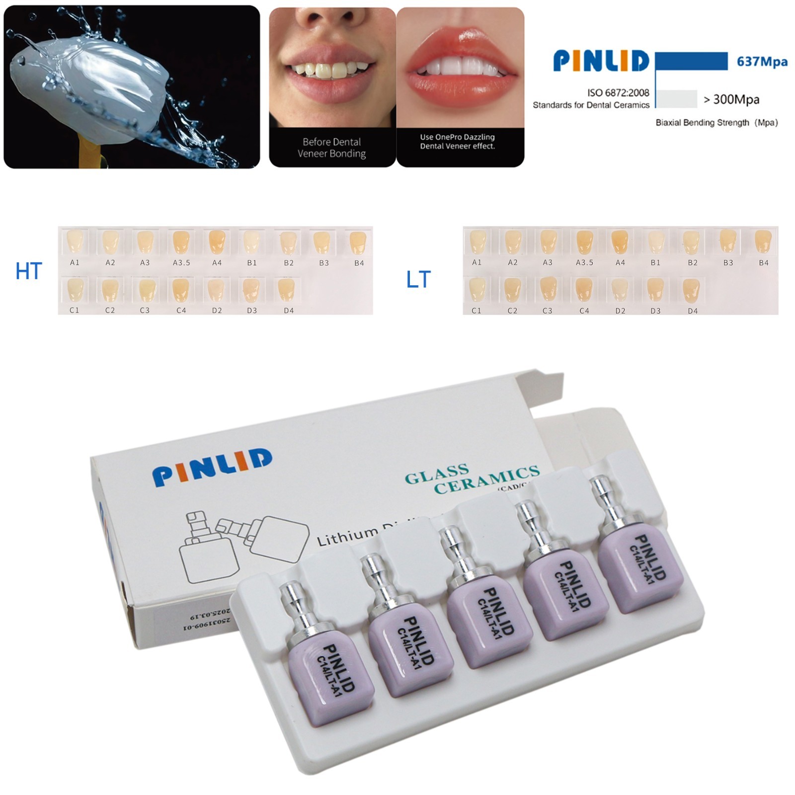 US Dental C14 Glass Ceramic Blocks CAD CAM Block HT LT Fits Sirona Roland MCXL