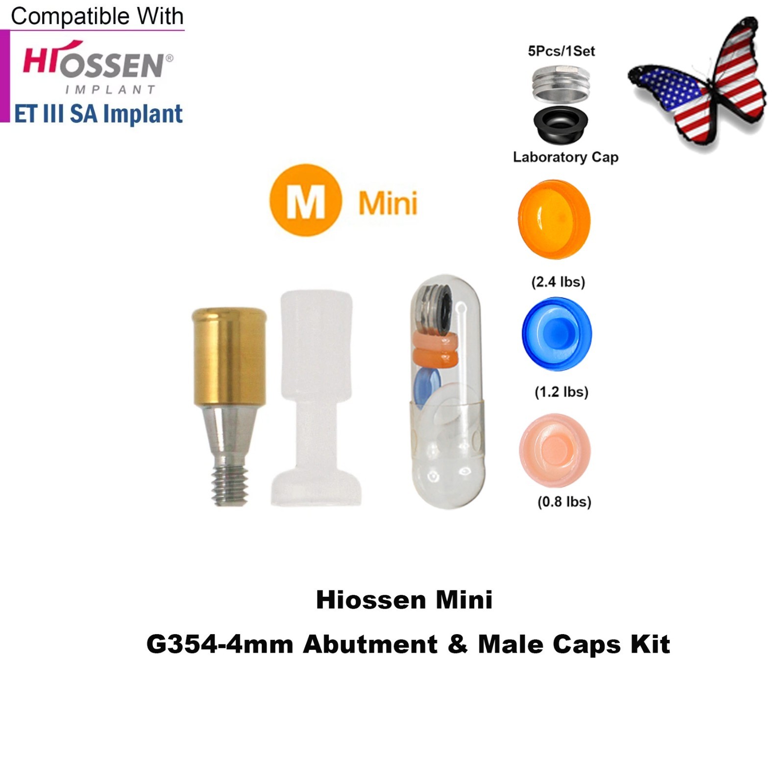 Locator Overdenture Abutment Fit Hiossen ET MINI/Regular Zest Classic Male Cap
