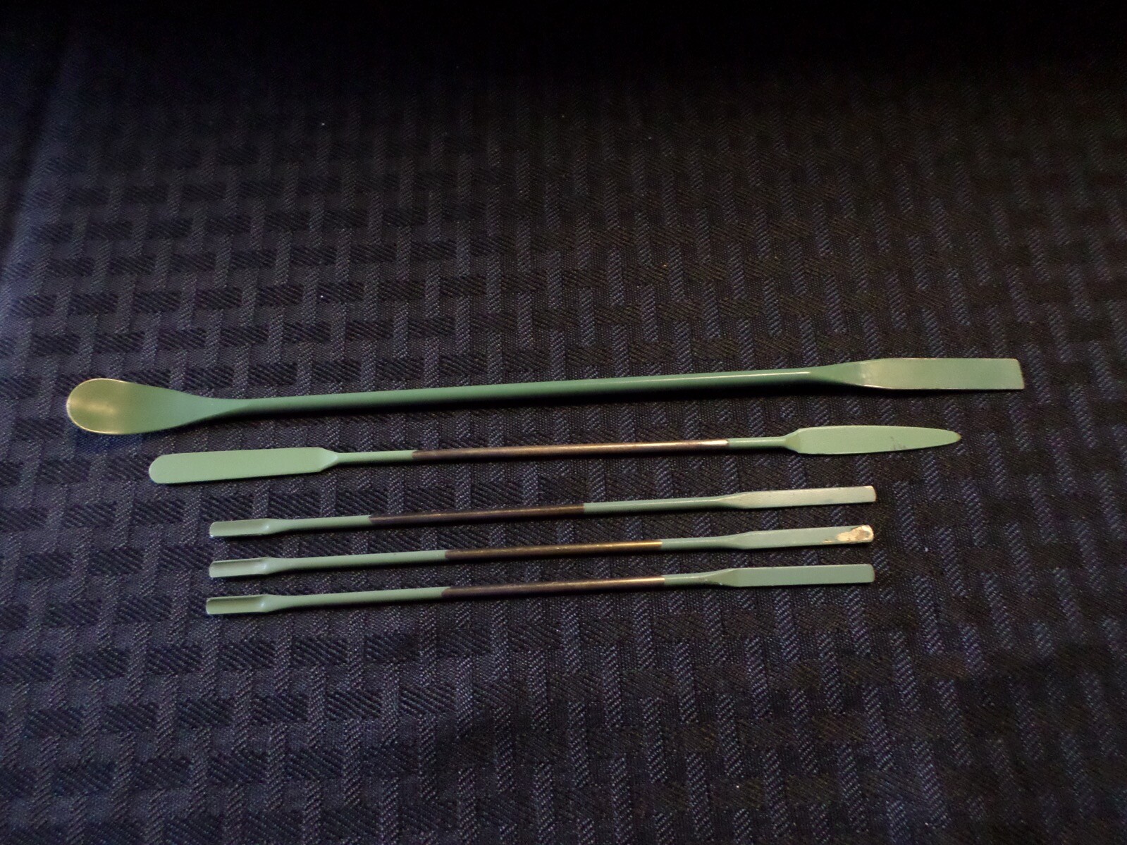 Laboratory Stainless Steel Coated Double Ended Spatula Set in Green 5/Pcs