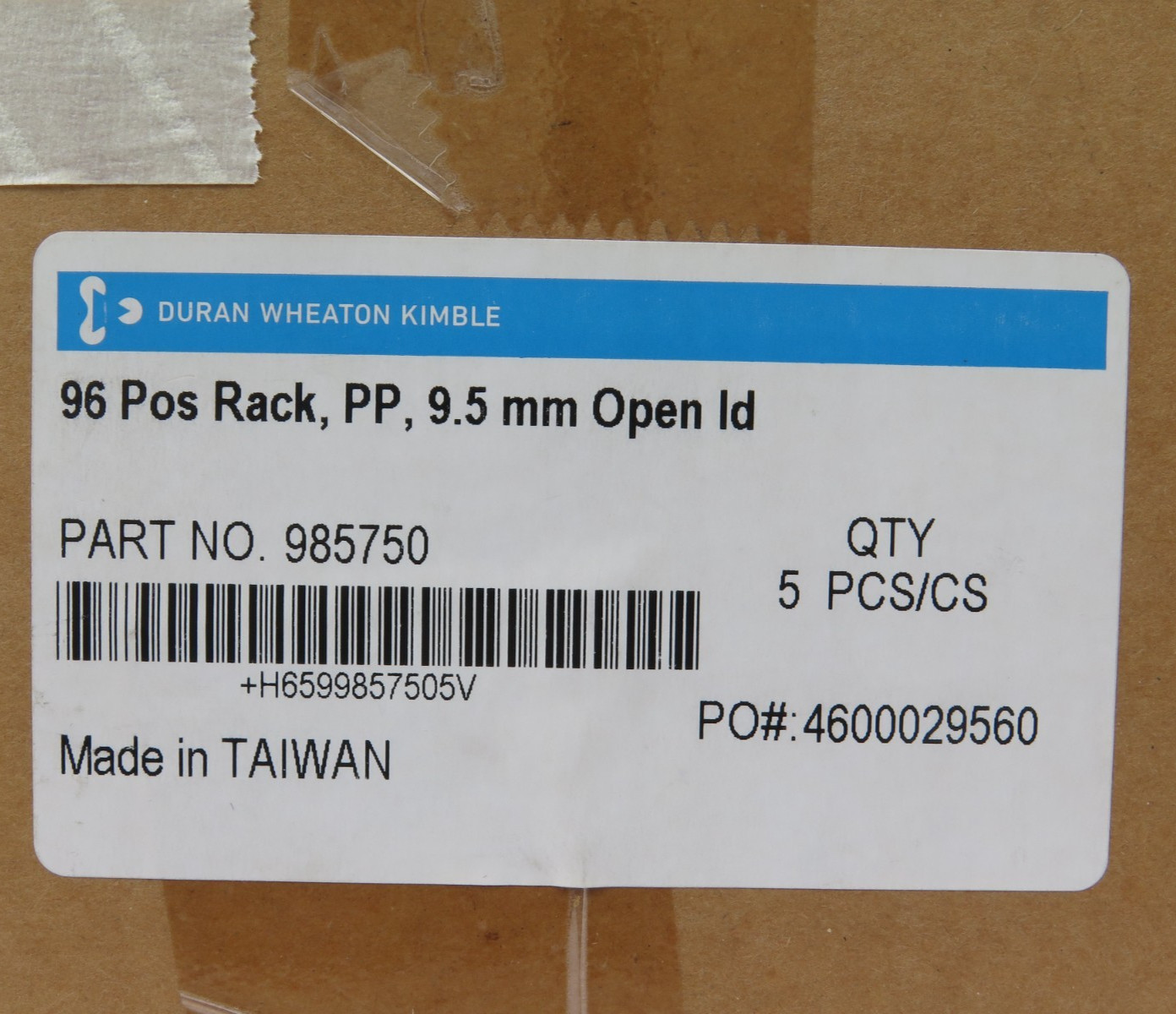 DWK Life Sciences Wheaton 985750 96-Position Polypropylene Vial Rack 9.5mm 5Pk