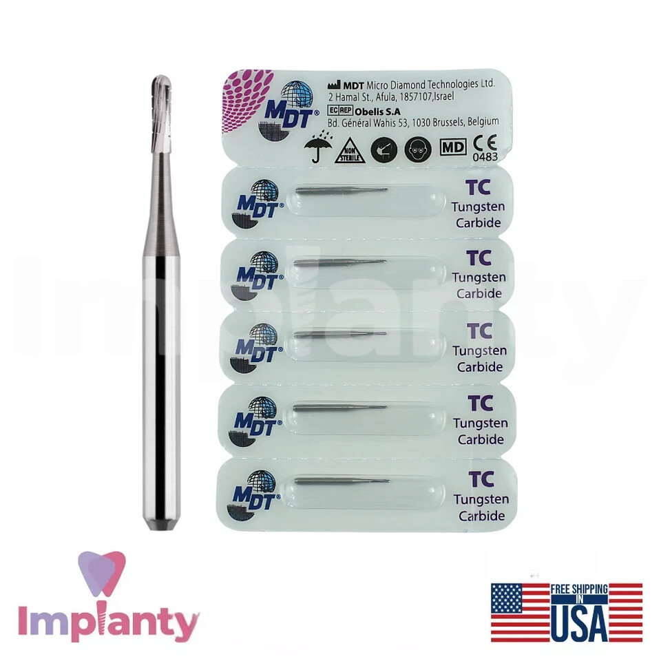 MDT Dental FG Carbide Domed Fissure Cross Cut Burs Contouring Tooth Surfaces