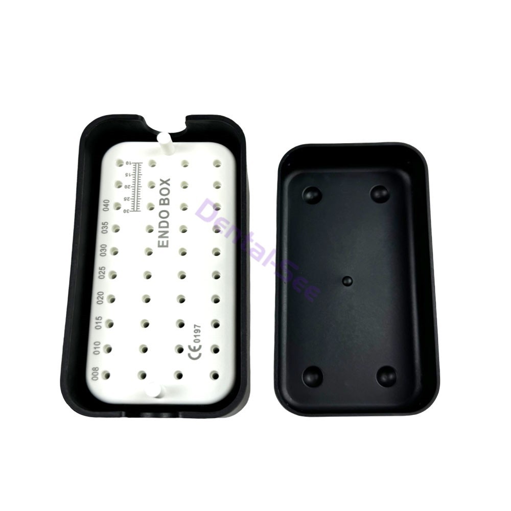 40 Holes Dental Endo Box FG Files Bur Holder Autoclave Disinfection Box Ruler