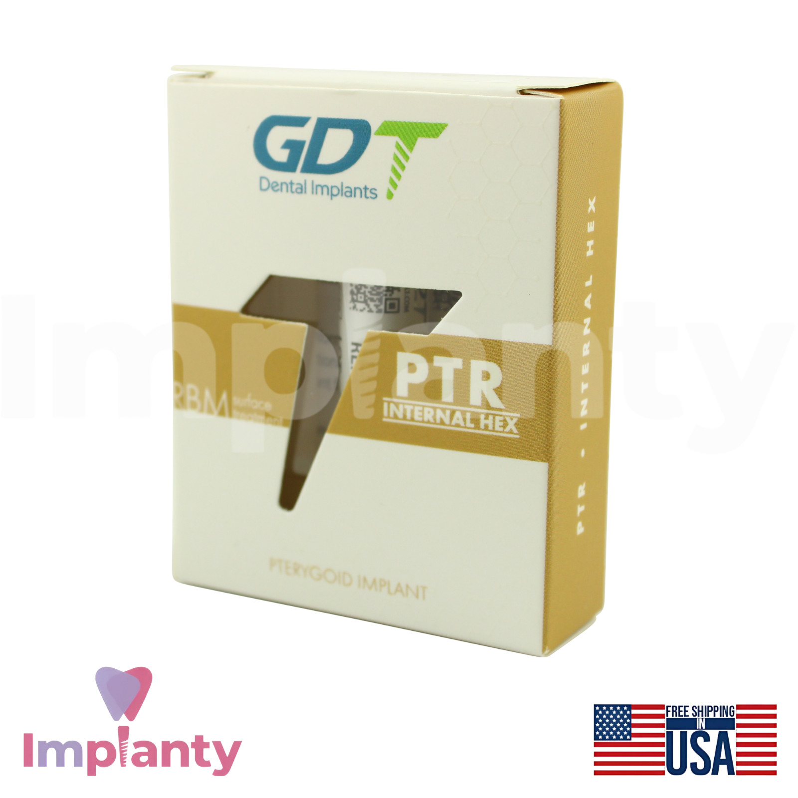 20x GDT PTR Ø4.2mm Diameter Dental Fixture Int Hex 2.42mm Connection RBM Surface