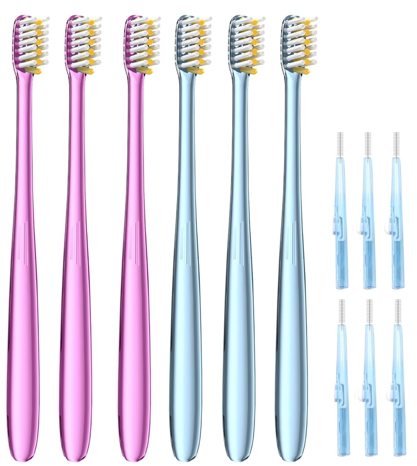 JTF Orthodontic Manual Toothbrush for Braces: 1 Count (Pack of 6), Pink-blue