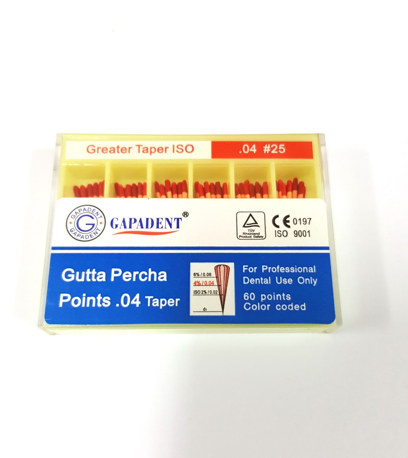 Lot X 6 Dental Gutta percha Point greater Taper 0.04 4 degree Gapadent