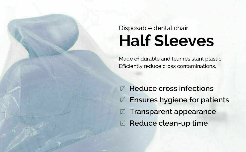 Dental Half Chair Cover Plastic Clear Protector Sleeve Large 32″x 32″ Box of 200