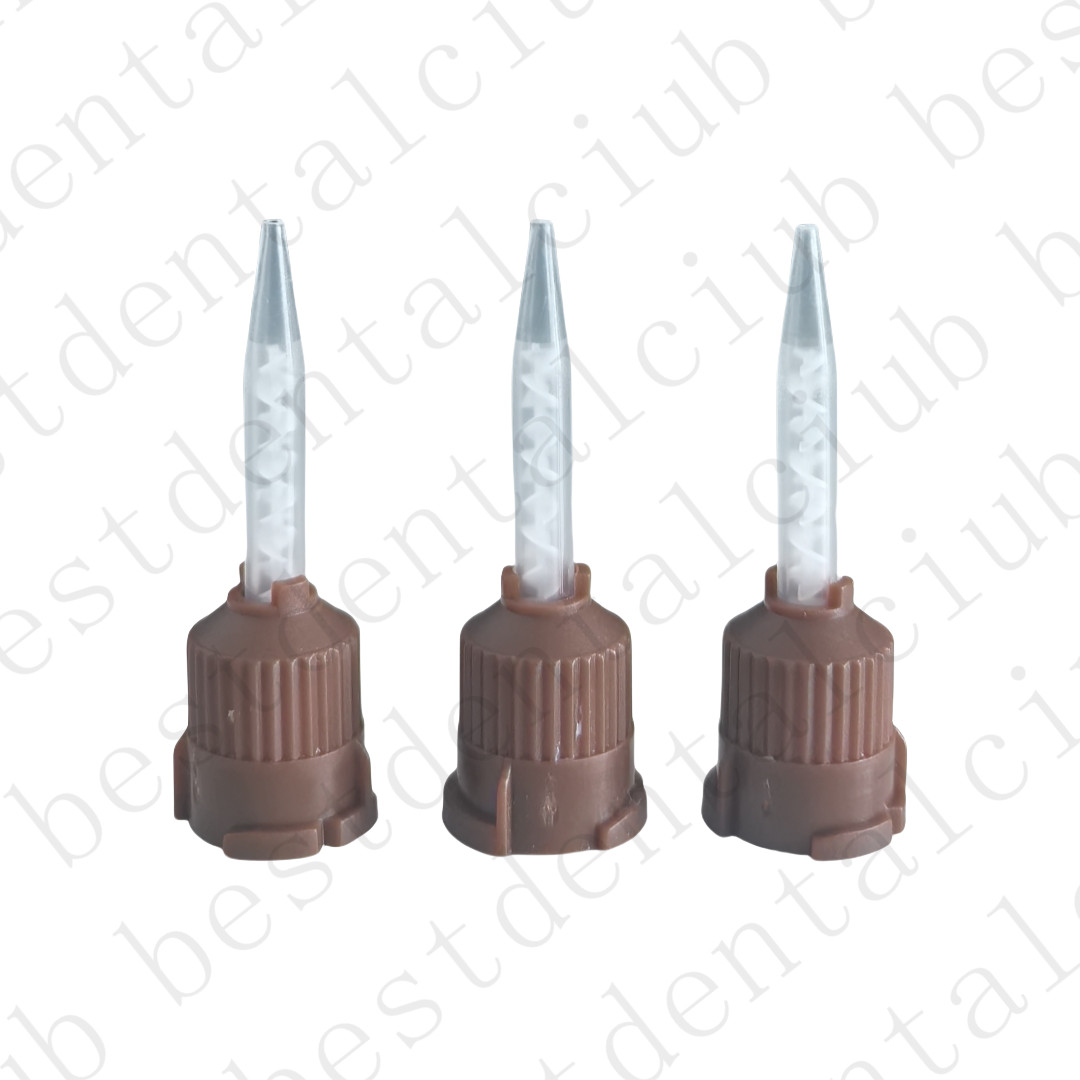 100Pcs Dental HP Mixing Tips For Temporary Cement Impression Material Brown 1:1