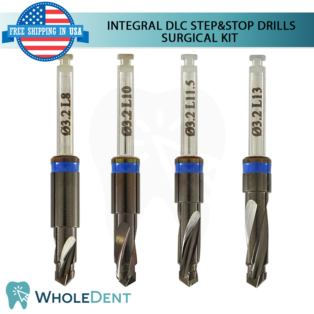 Integral DLC Step & Stop Drills Kit Dental Drill Bur Tool Universal Instrument