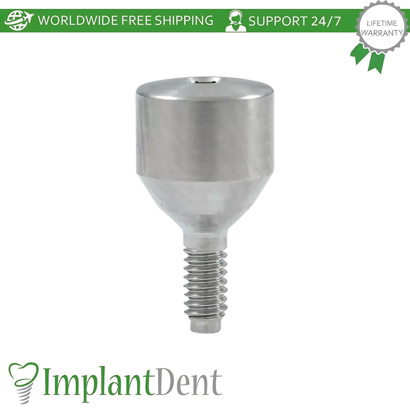 1x Dental Spiral Fixture SLA, Straight Prosthetic, Healing Cap Int Hex 2.42mm