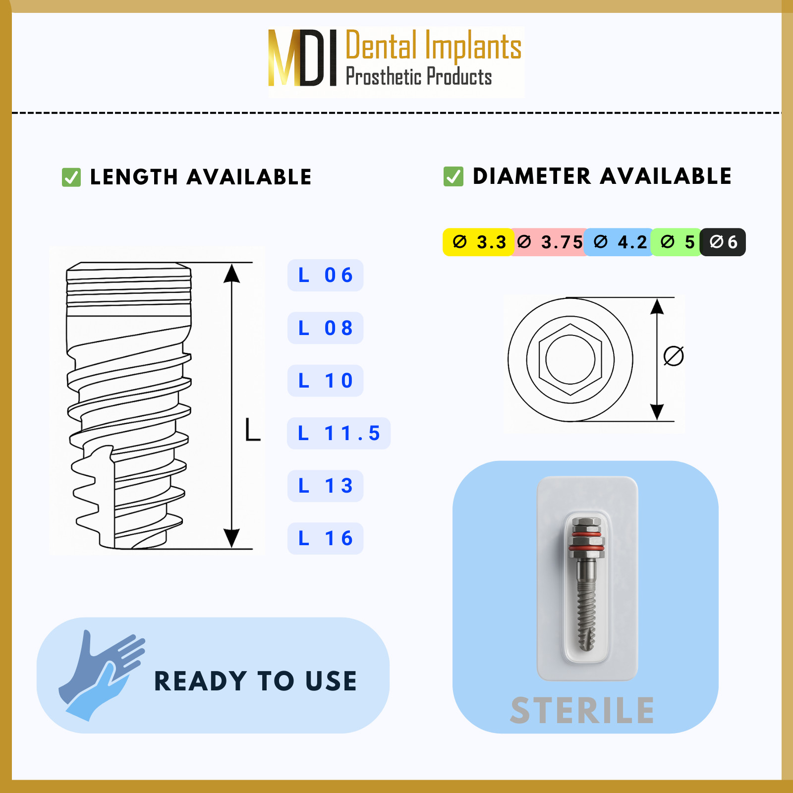 Spiral Fixture KIT3 + Abutment + Healing Cap | Internal Hex 2.42mm | Dental Lab