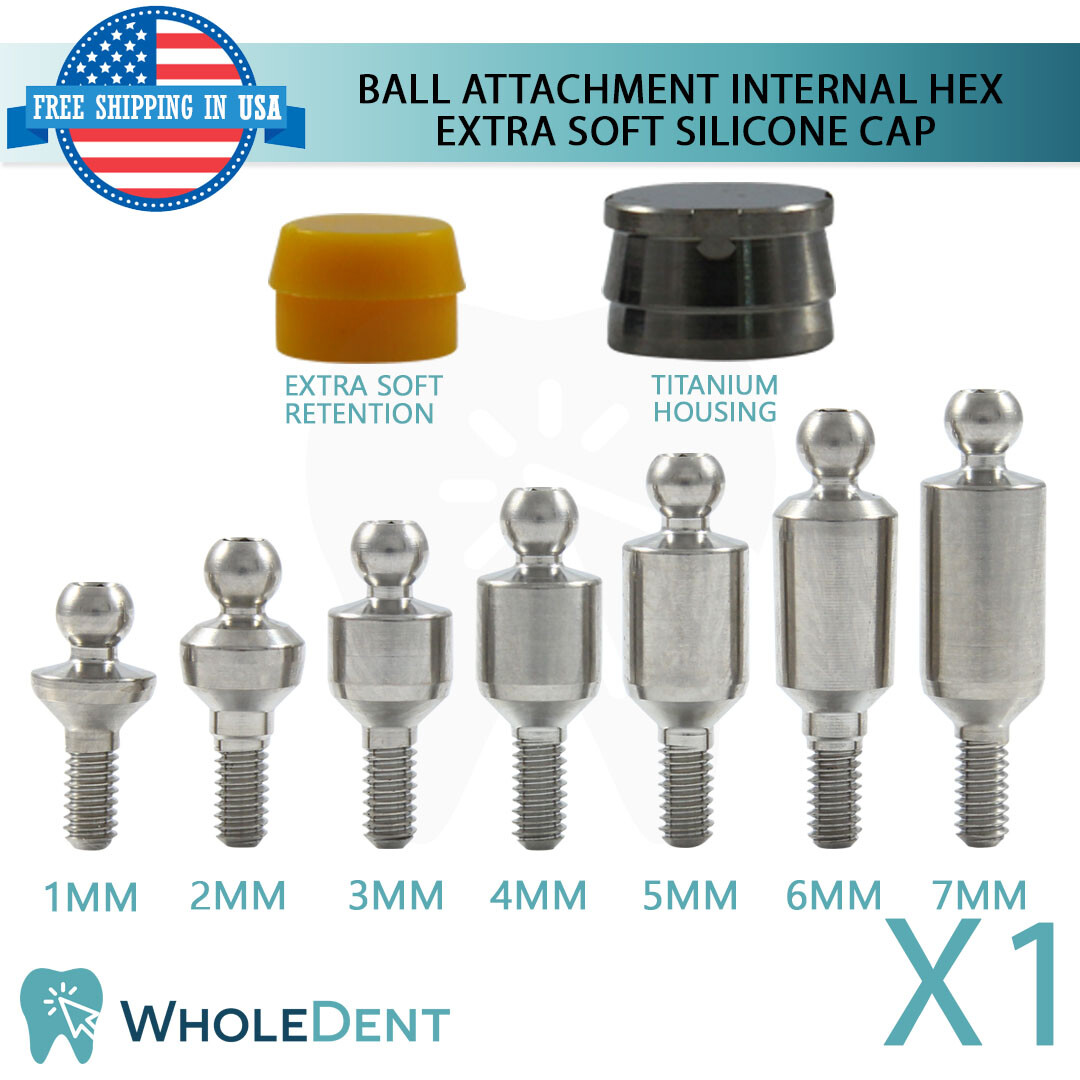 X1 Ball Overdenture Attachment Abutment Extra Soft Silicone Cap Set Int Hex