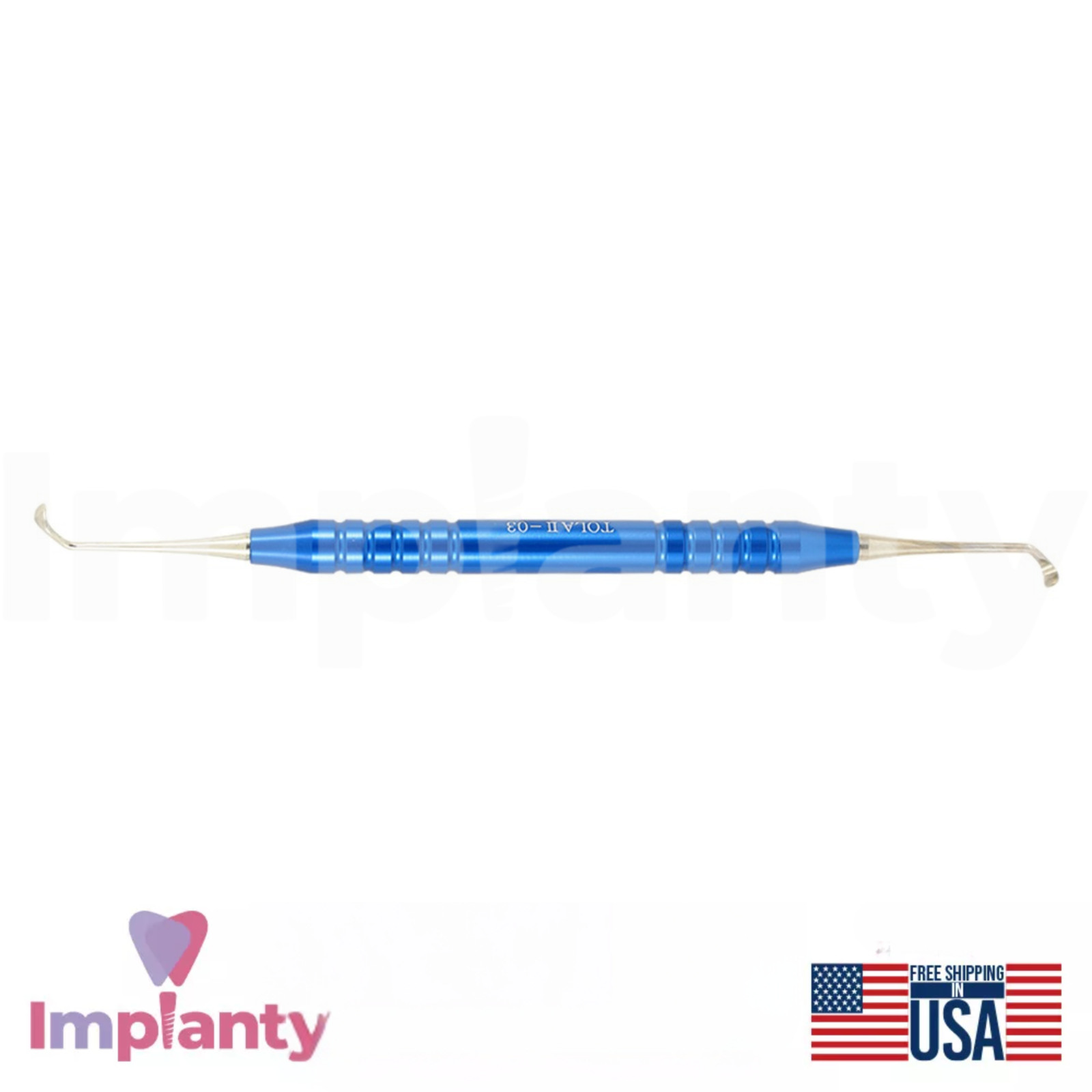 TOLA Blue Dental Lift Curette 3 Lateral Approach Double Sided Stainless Steel