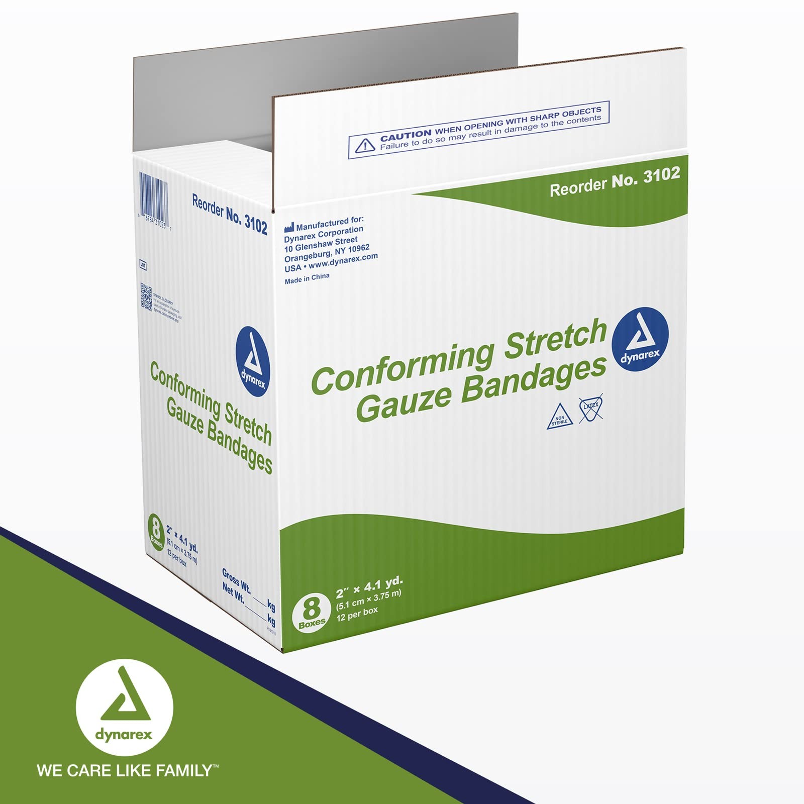 Dynarex Stretch Gauze Bandages, 2″ x 4.1 yds, Non-Sterile & x yds