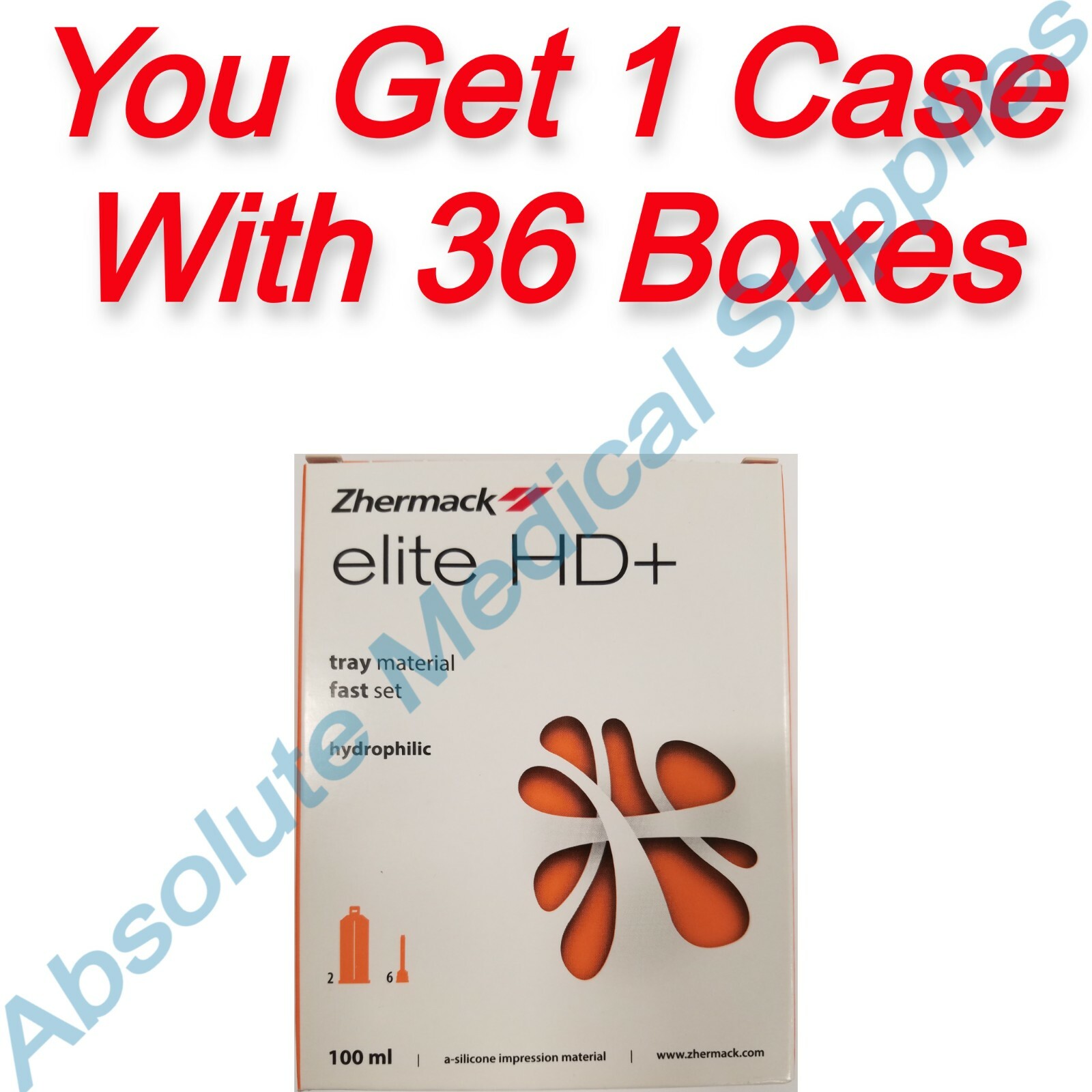 *36-Packs* Zhermack Elite HD+ 100mL Tray Material Fast Set Heavy-Body C202032