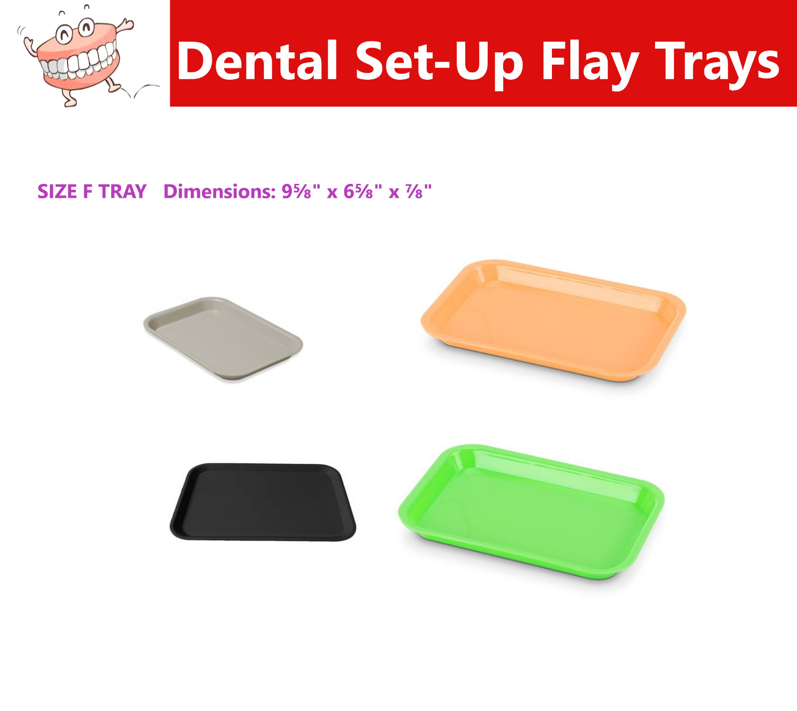 Dental Procedure Set-Up Trays Flat B (Ritter) or F Mini, or B Divided Tray 250F