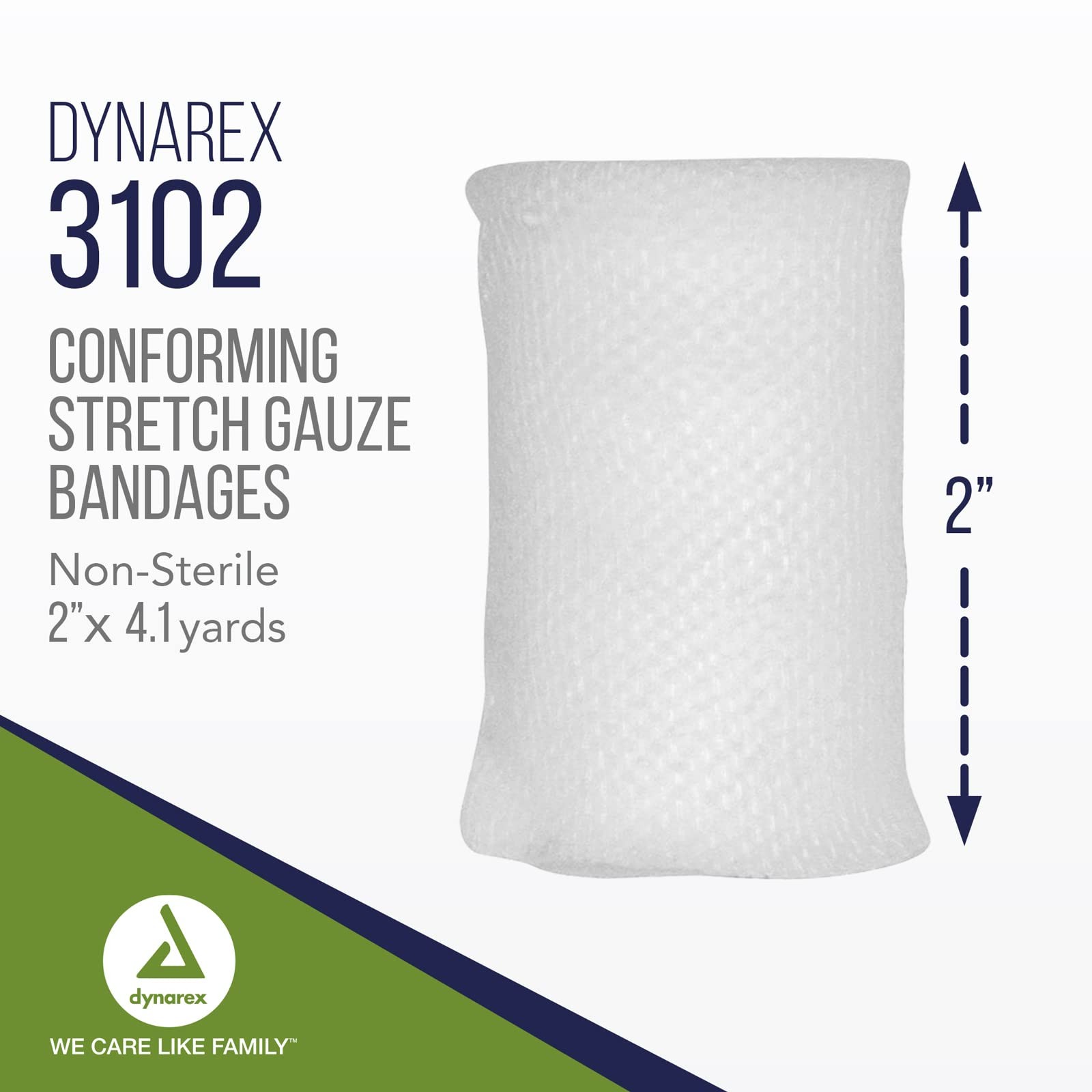 Dynarex Stretch Gauze Bandages, 2″ x 4.1 yds, Non-Sterile & x yds