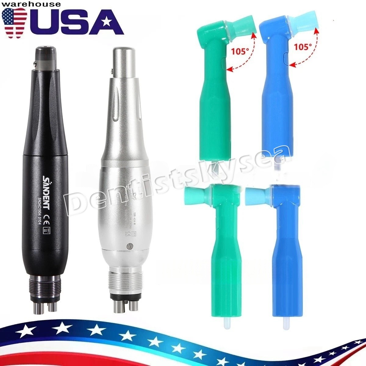 Dental Prophy Handpiece Hygiene 4:1 Straight Nose Cone Air Motor 4 Hole