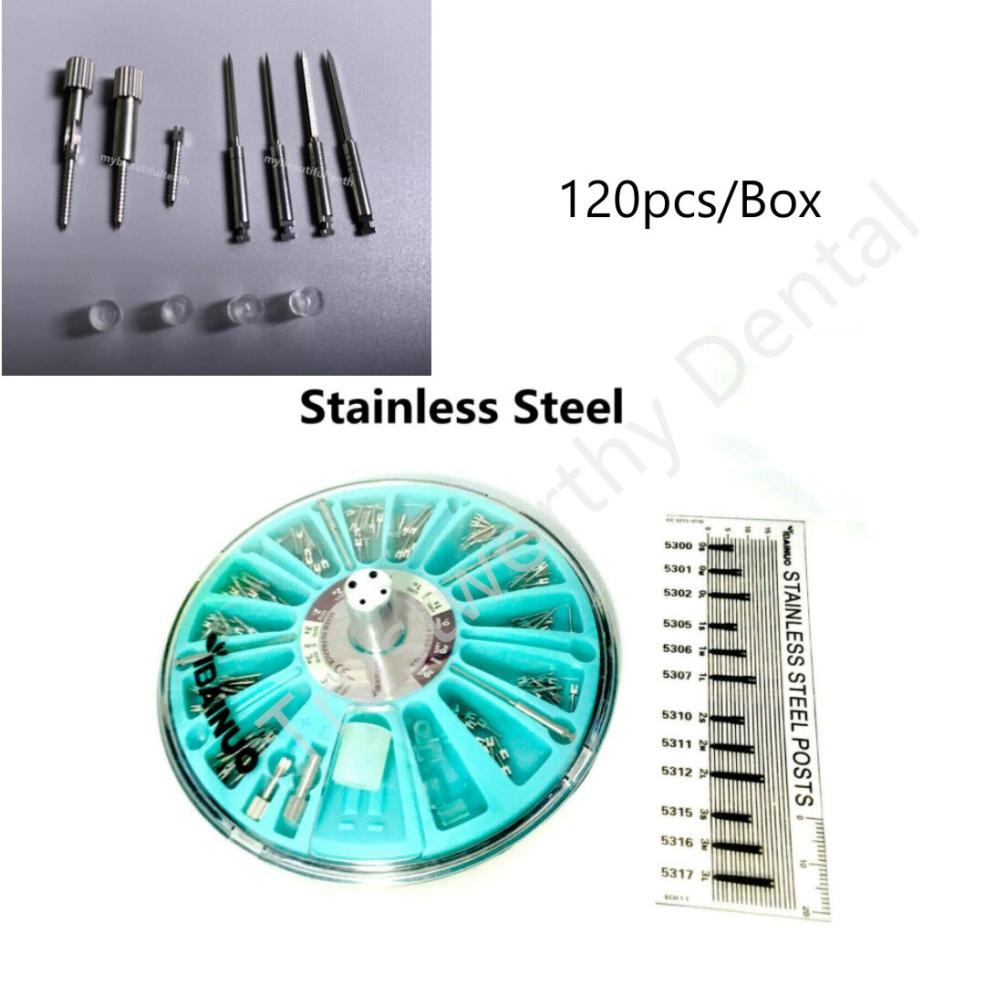 Dental Stainless Steel Screw Post Root Canal Pin Conical Core Crown SS 120/Box