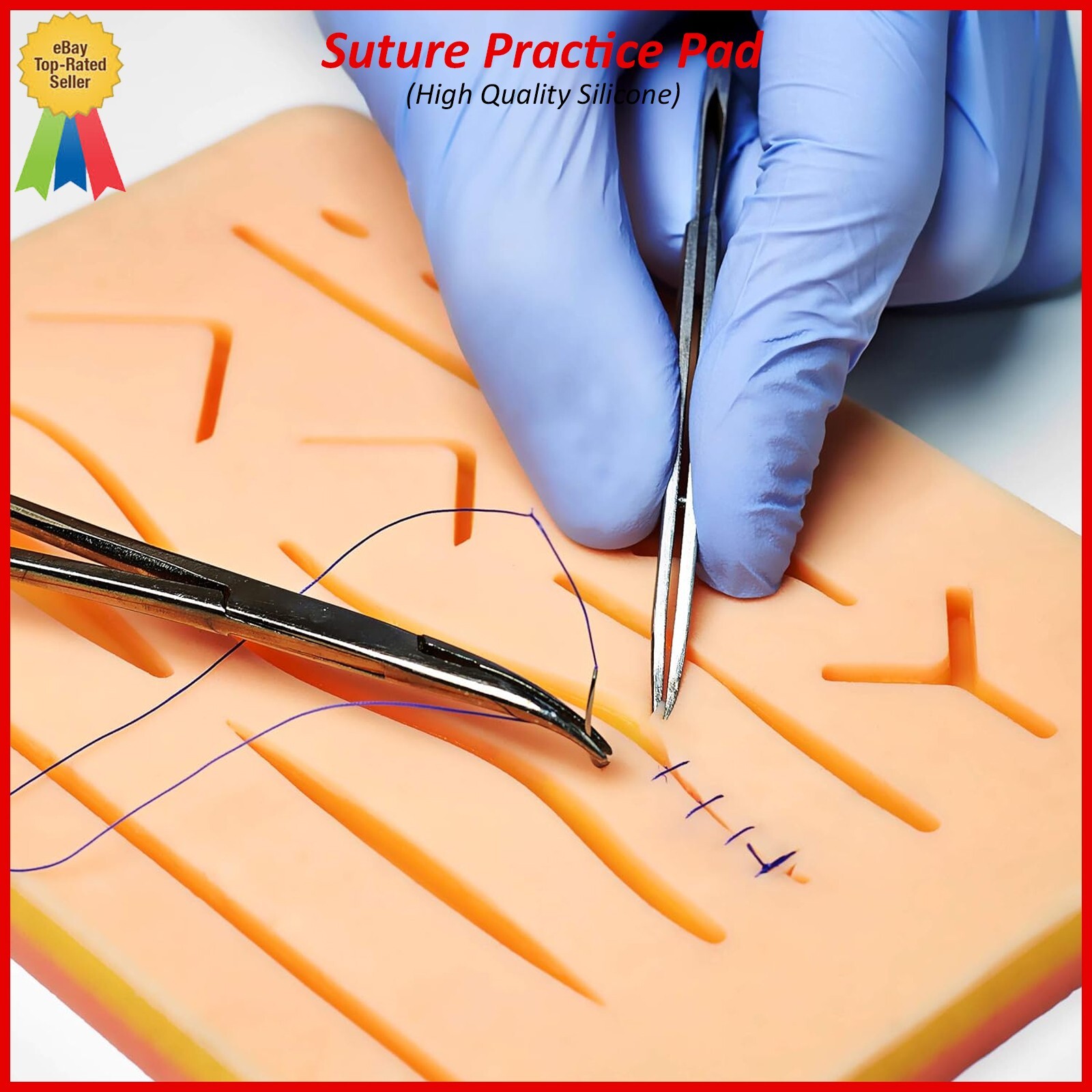 Medical Skin Suture Practice Silicone Pad Wound Simulated Surgical Training Kit