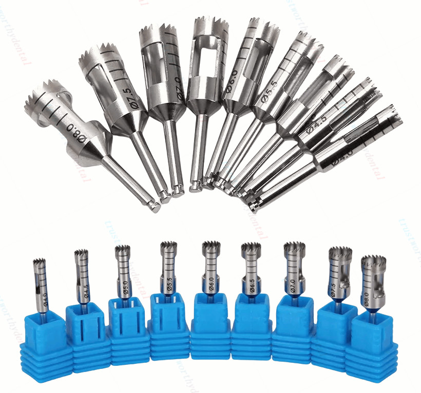 Dental Cutting Trephine Drill Bone Sharp Burr Planting Drills Harvest ITI NOB