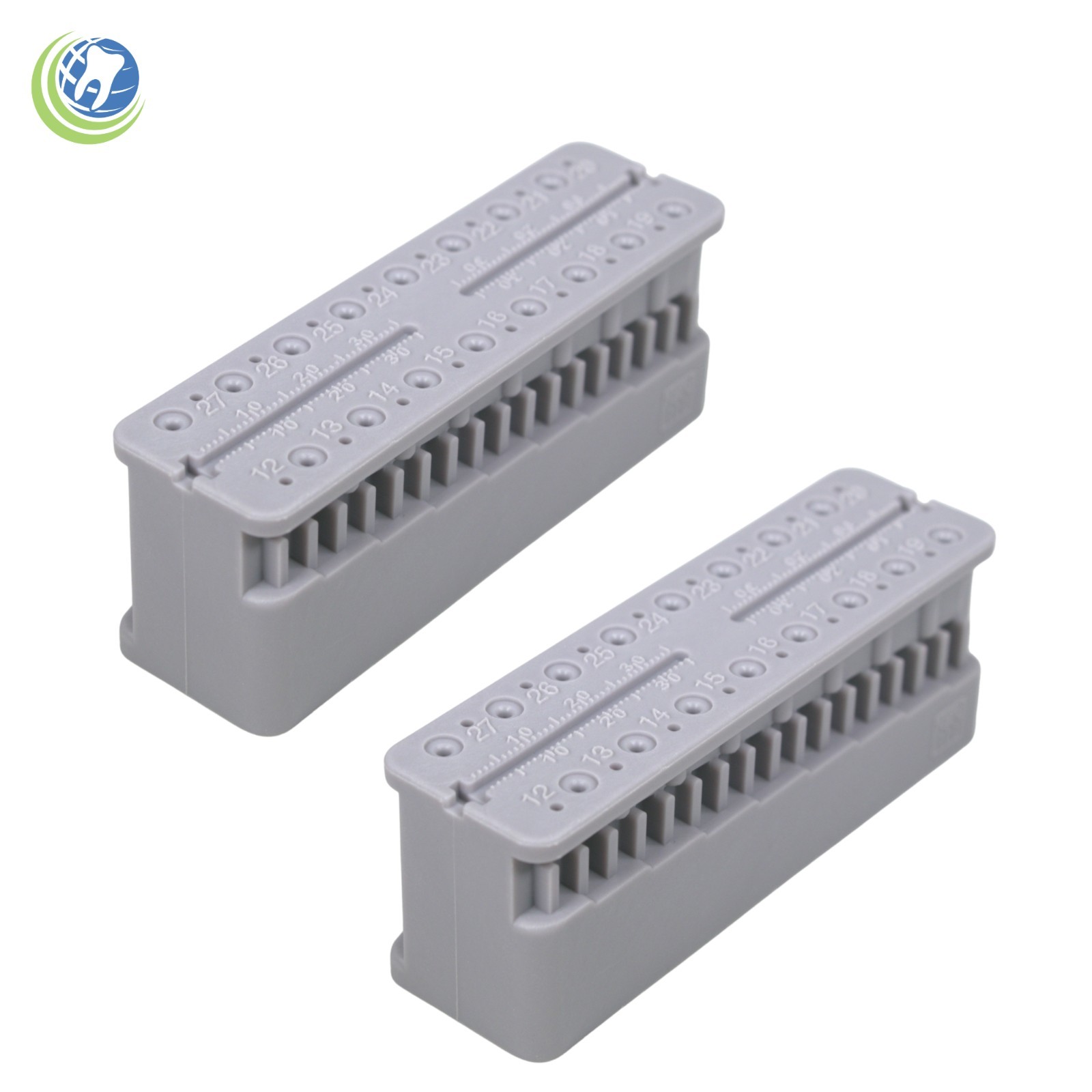 2 X Endo Measuring File Block Holder W/ Measuring Ruler Gray Autoclavable