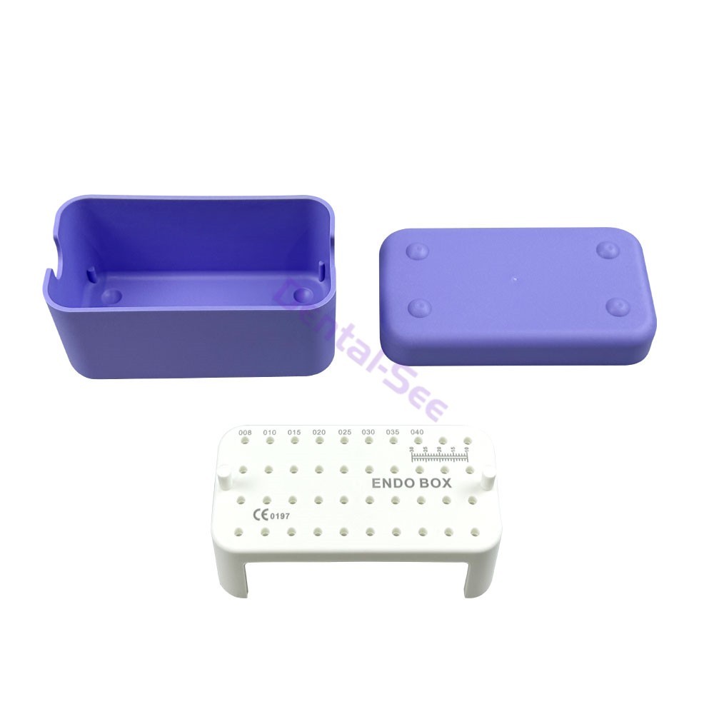 40 Holes Dental Endo Box FG Files Bur Holder Autoclave Disinfection Box Ruler