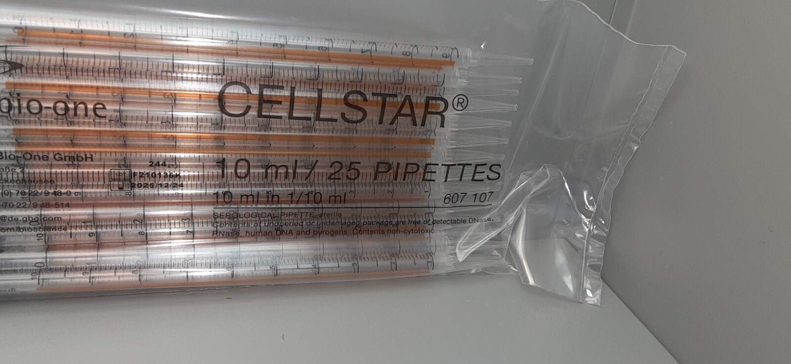 Greiner Bio-One 10ml Pipette, Sterile PKG of (25) 607 107