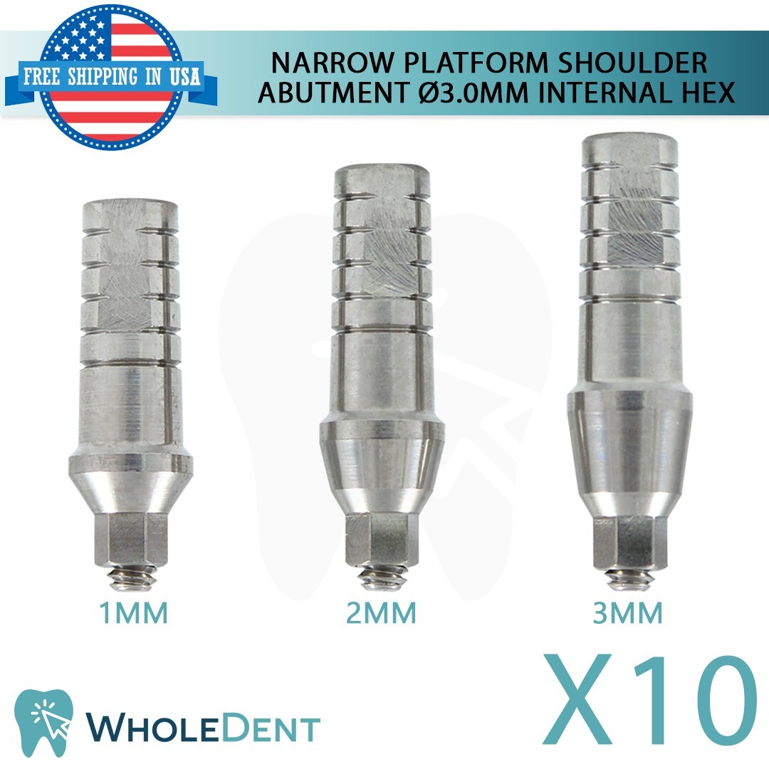 10x Narrow Platform Int Hex 2.0mm Straight Shoulder Abutment Dental Ø3.0mm
