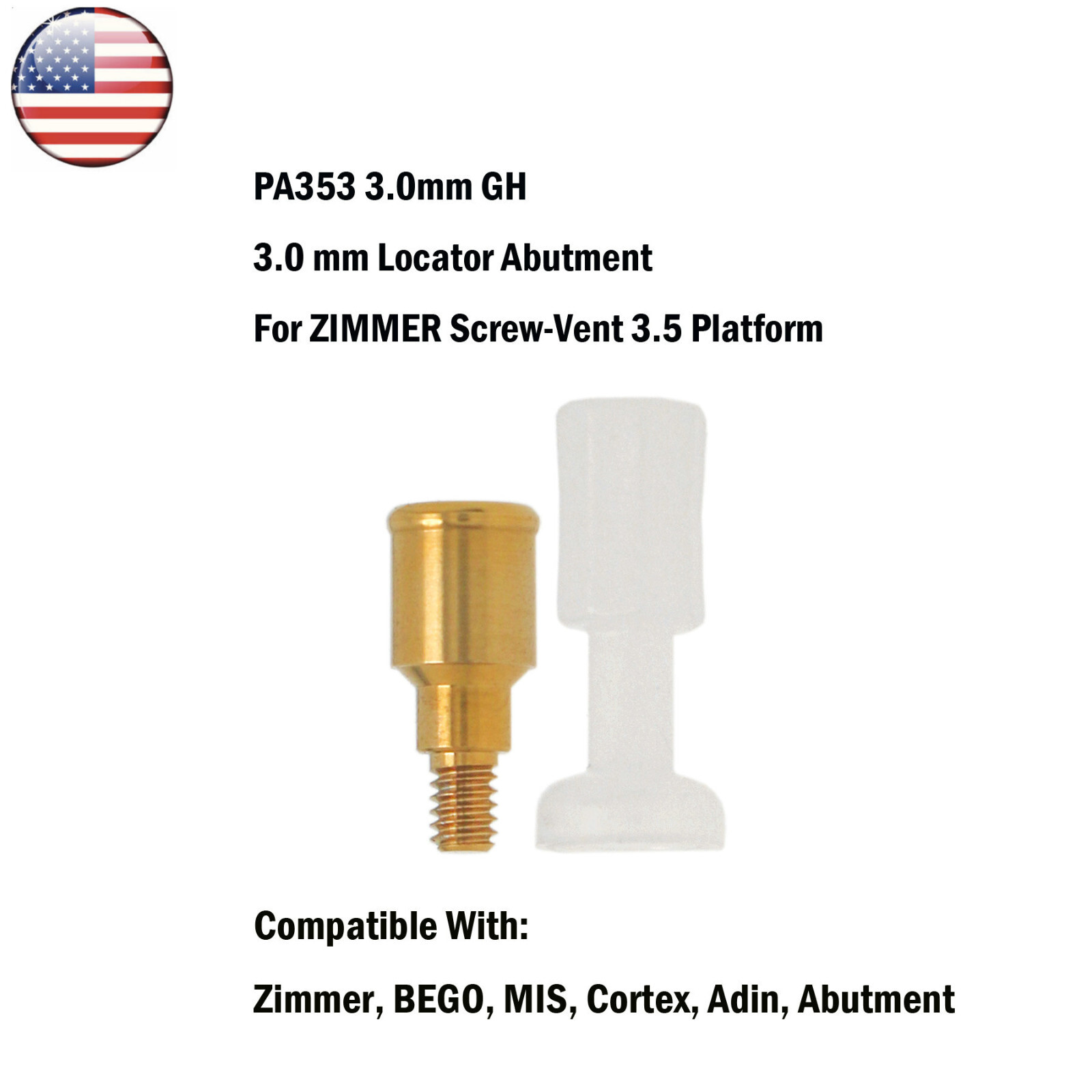 US Locator Abutments 1-5mm For Adin Zimmer Cortex BEGO 3.75 MIS Male Caps Tool