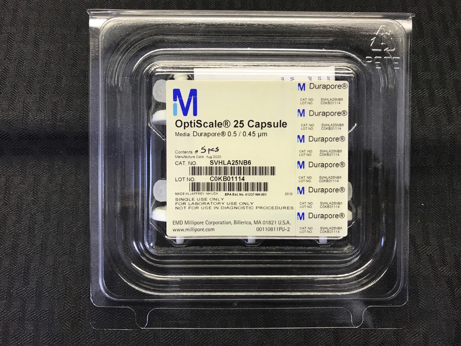 (5/Pk) MILLIPORE OptiScale 25 Filter Capsules 25mm Durapore 0.5um 0.45um Luer