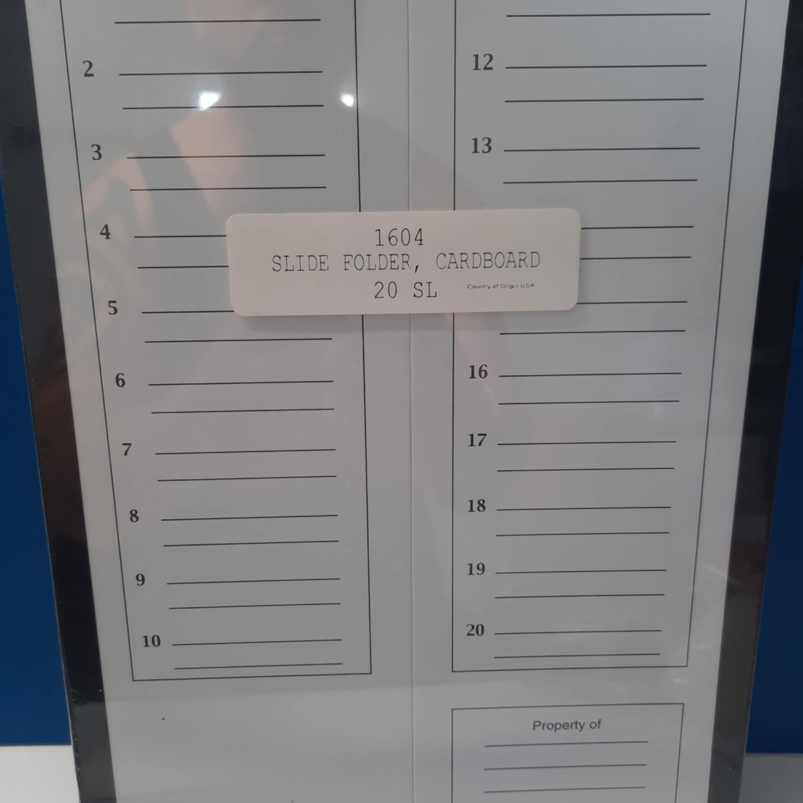 Epredia #1604, Cardboard Microscope Slide Folder, Capacity: 20 slides