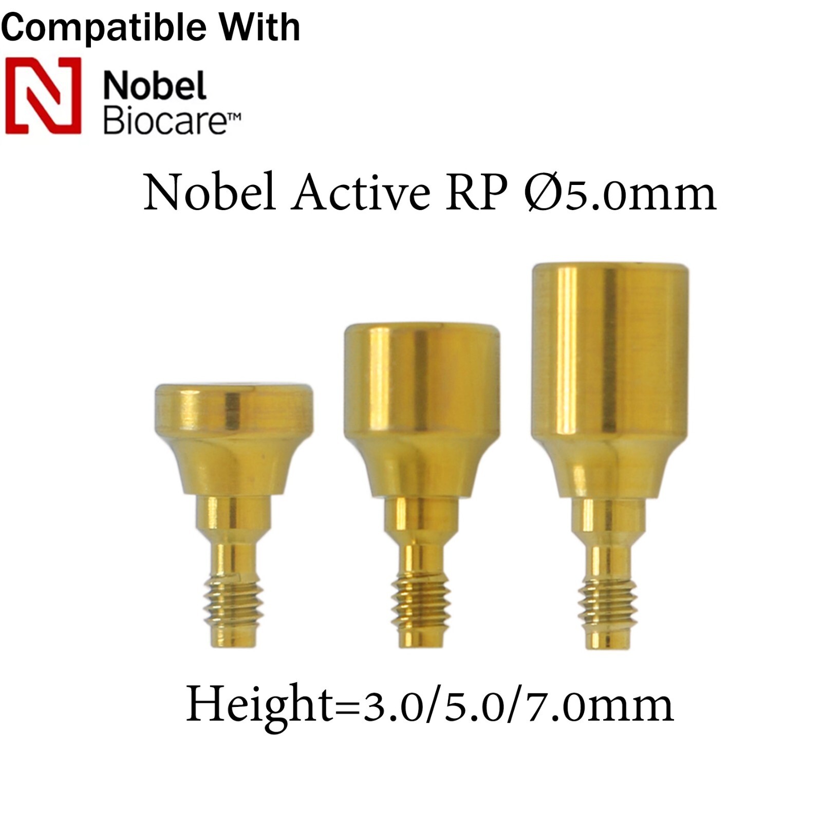 Dental Healing Cap Abutment RP/NP fits NOBEL Active Ø3.6/5.0/6.0 H=3.0/5.0/7.0mm