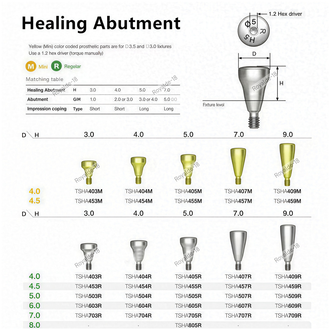 Dental Caps Healing Abutment/Lab Analog Mini Regular Platform Fits ostem Hiossen