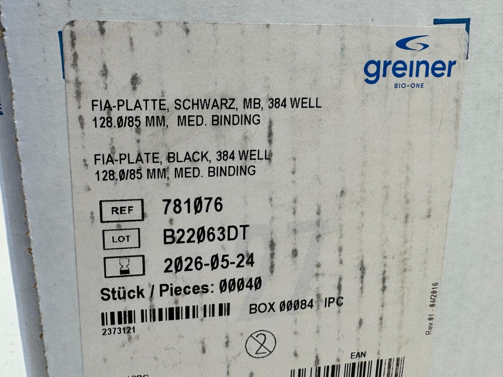 (Case of 40) Greiner Bio-One 781076 FIA-Plate Black 384-Well Microplate