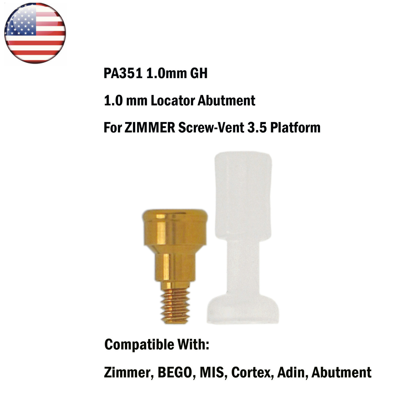 US Locator Abutments 1-5mm For Adin Zimmer Cortex BEGO 3.75 MIS Male Caps Tool