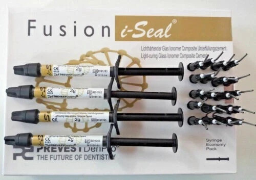 FUSION I-SEAL FLOWABLE GLASS IONOMER COMPOSITE LIGHT CURE CEMENT LINER 4X2GM