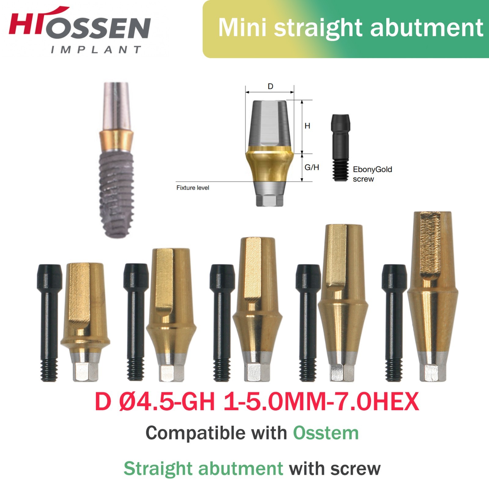 Implant Sinus Lift Temporary/Straight Transfer/Angled Abutments Fits Hiossen Oss
