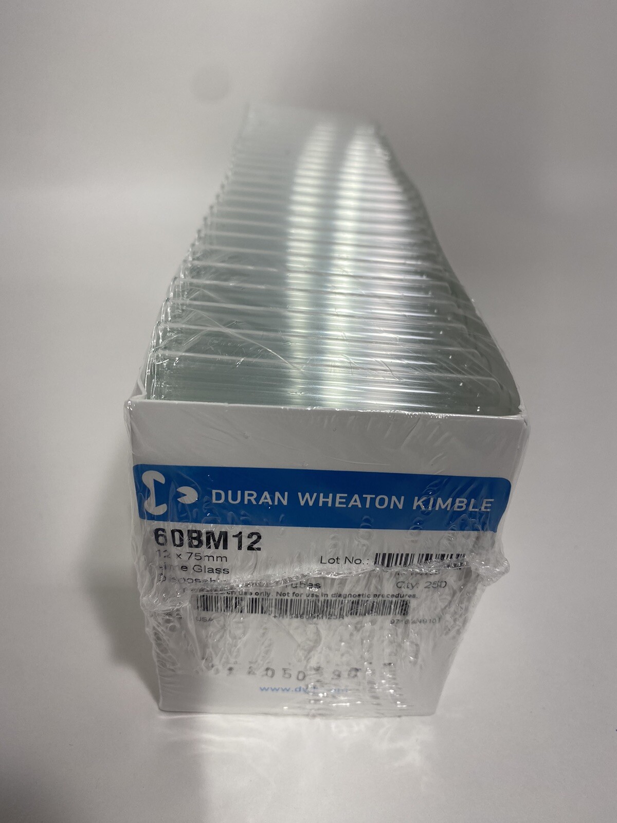 Duran Wheaton Kimble 60BM12 Lime Glass Disposable Culture Tubes 12x75mm 250 Qty