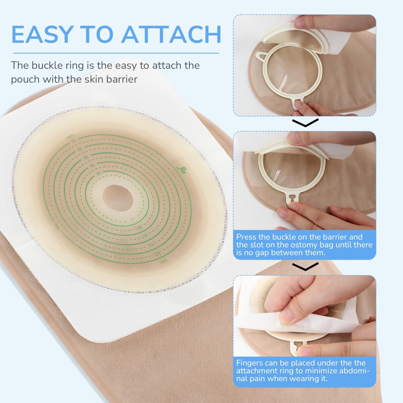 Heagimed 22pcs Ostomy 16 Pack Two-Piece Colostomy Bags with 6 Barrier, Brown