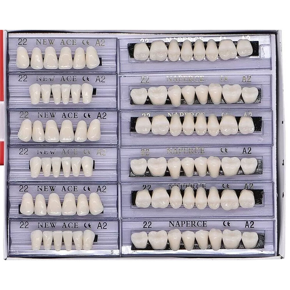168Pcs Acrylic Resin Denture #22 Dental Upper Lower Shade A2 Teeth Set 22# A2 US