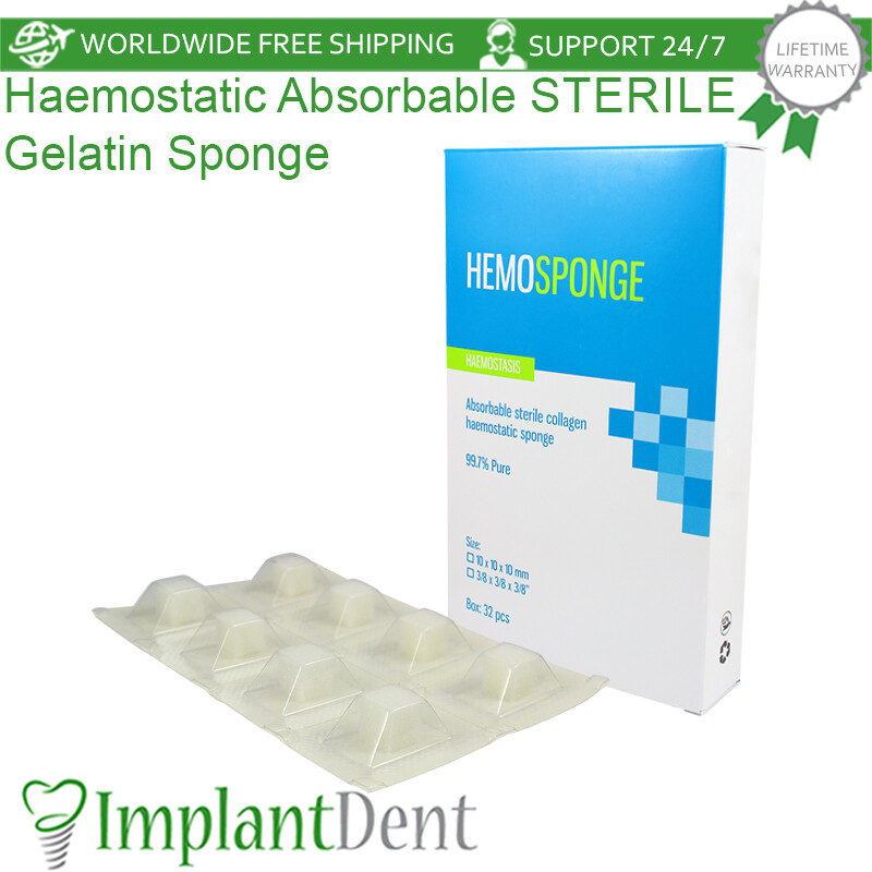 Dental Hemosponge Absorbable Gelatin Sterile Sponge 32pcs / 1 box