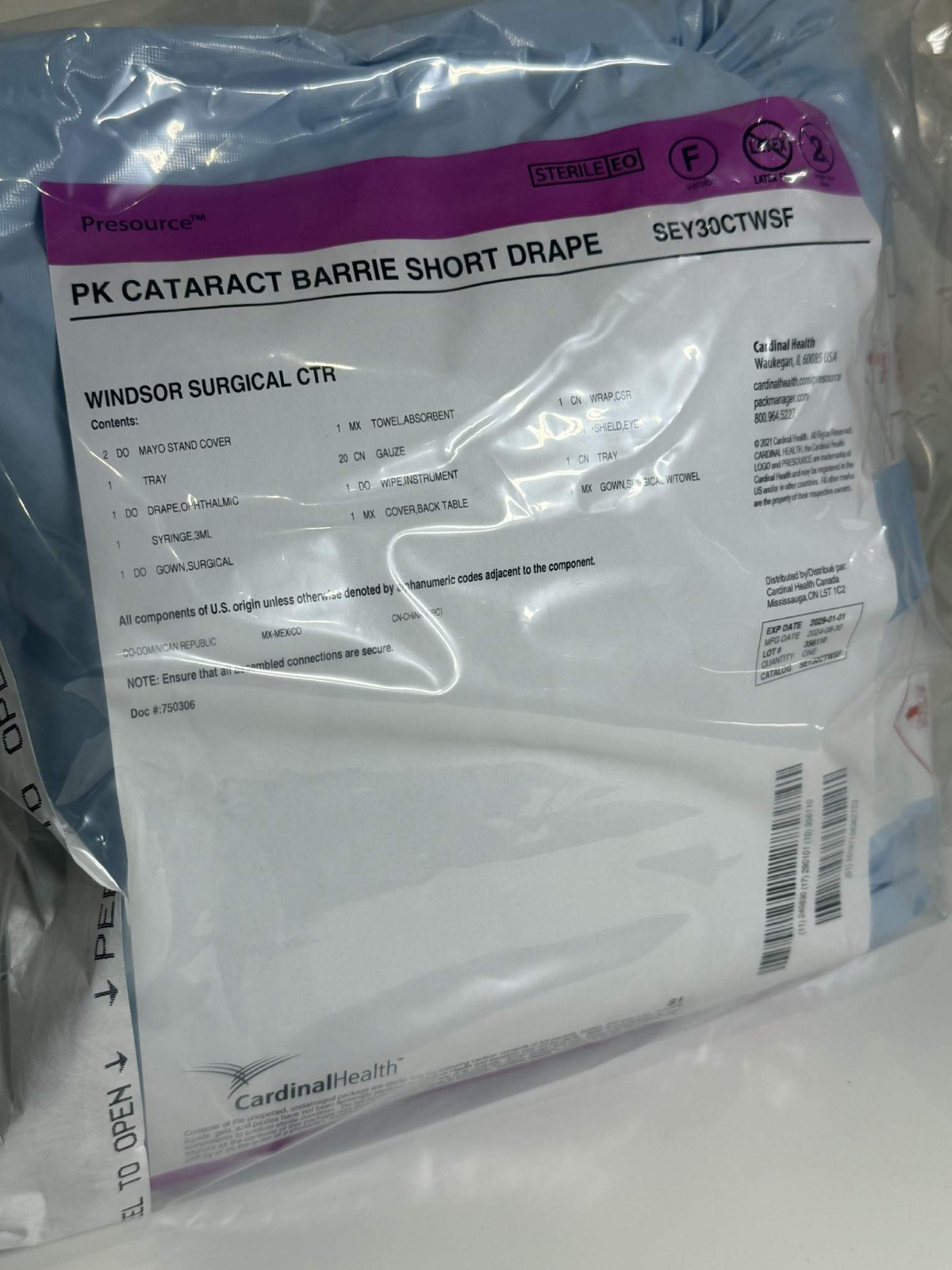 Cardinal Health SEY30CTWSF PK Cataract Barrier Short Drape Kit – Lot of 6 – Seal