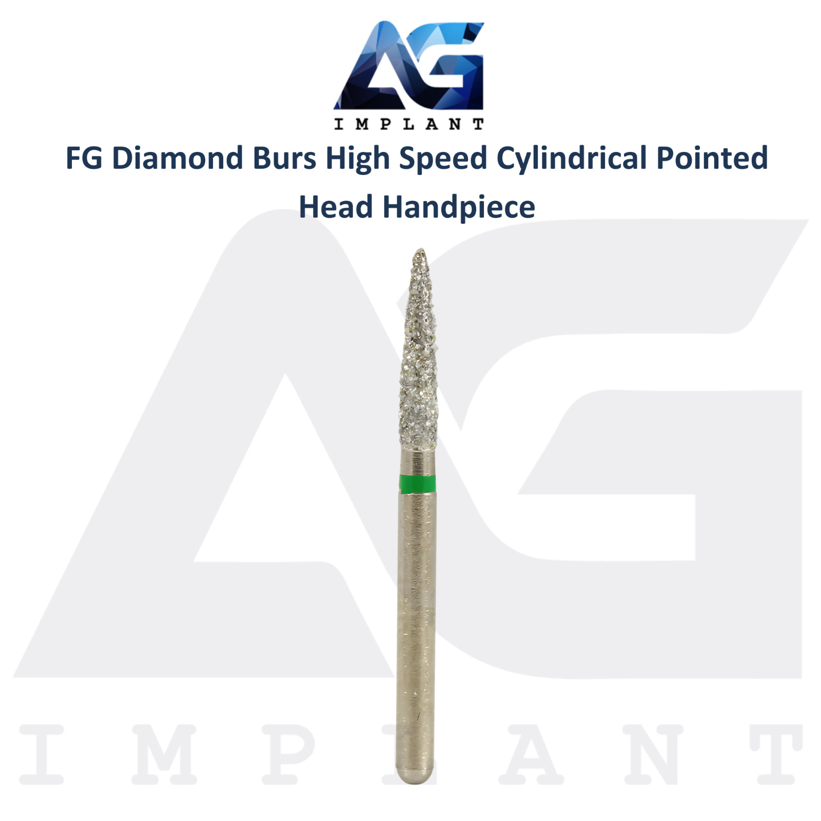 Dental FG Diamond Grit 10 Burs High Speed Cylindrical Pointed Head Handpiece