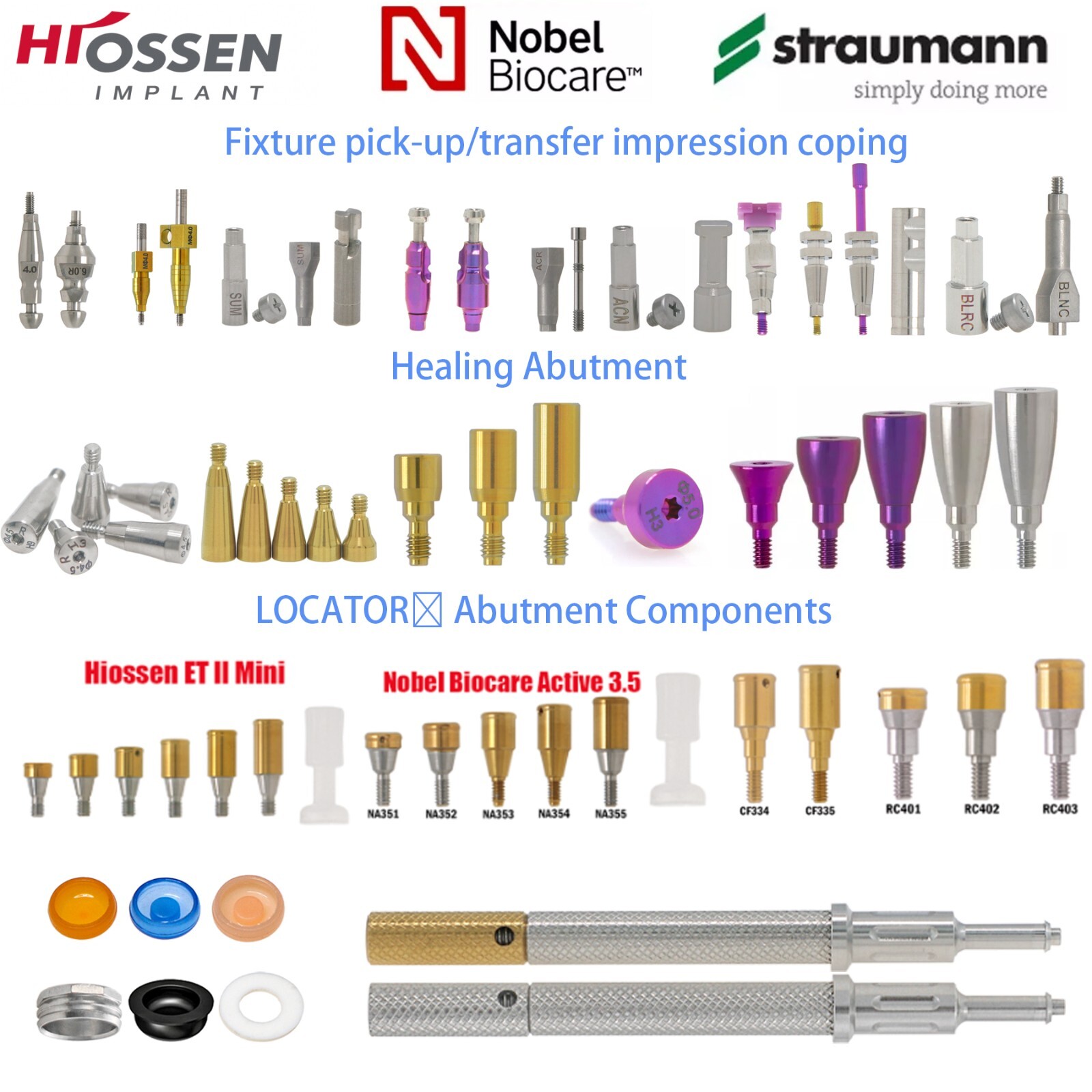 Hiossen/Nobel/Straumann Dental Implant Posts Healing & Locator Abutments Caps