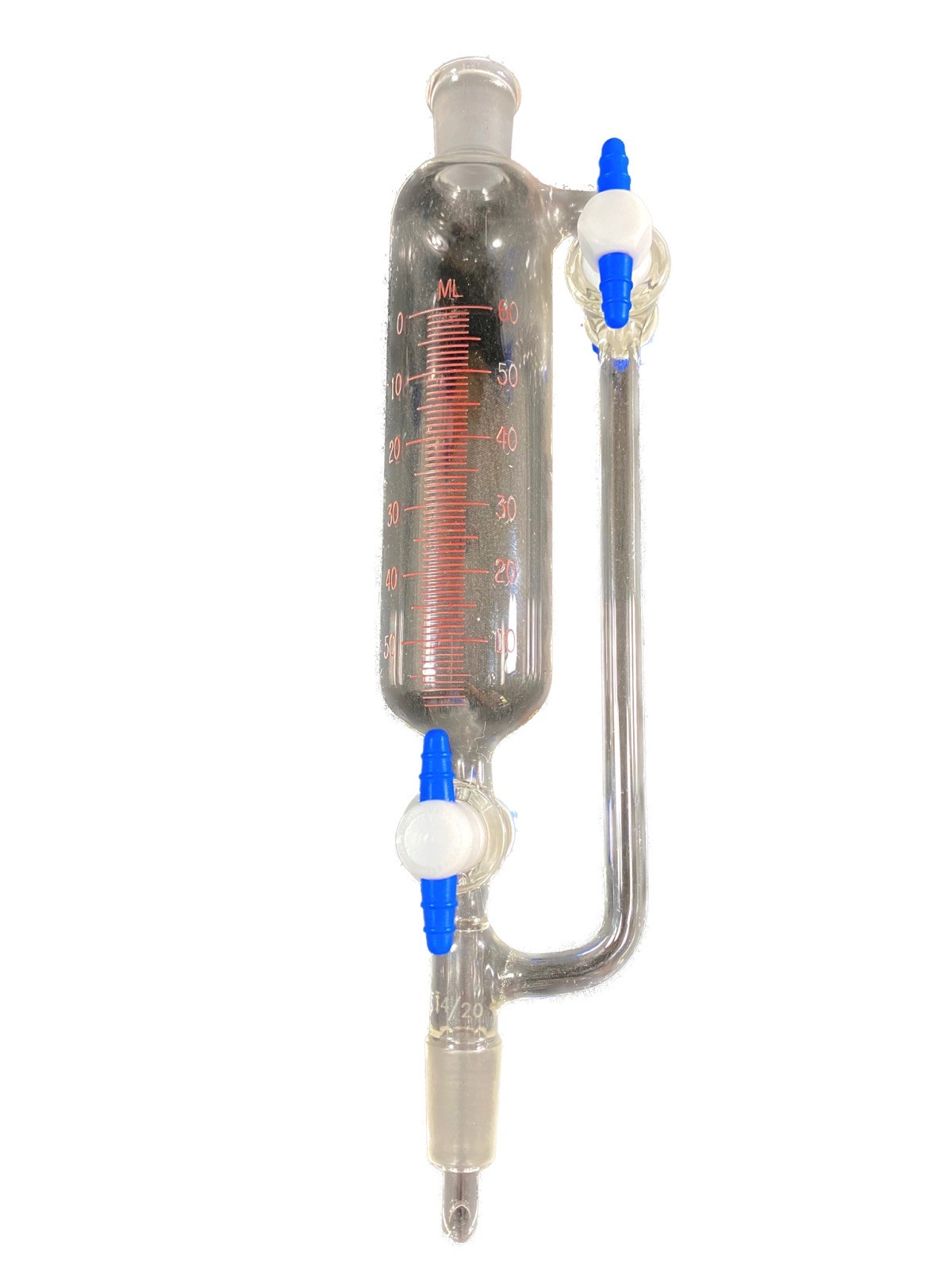 Lab Glass 60mL Stopcock 14/20 Graduated Pressure Equalizing Addition Funnel