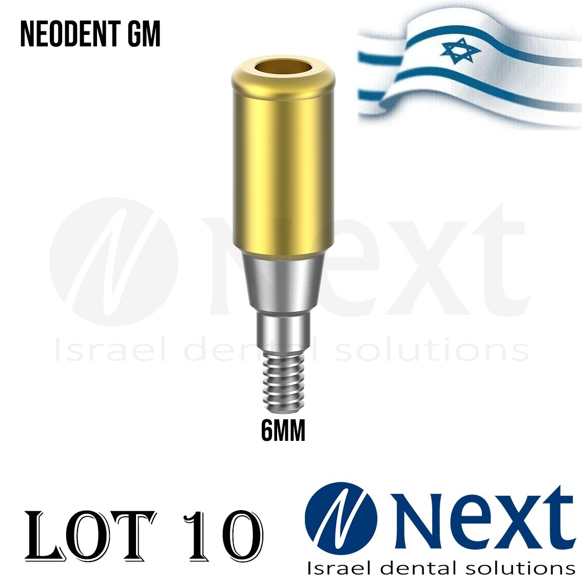 LOTx10 Dental Abutment Flat attachment Neo Dent GM Grand Morse conical 6 mm