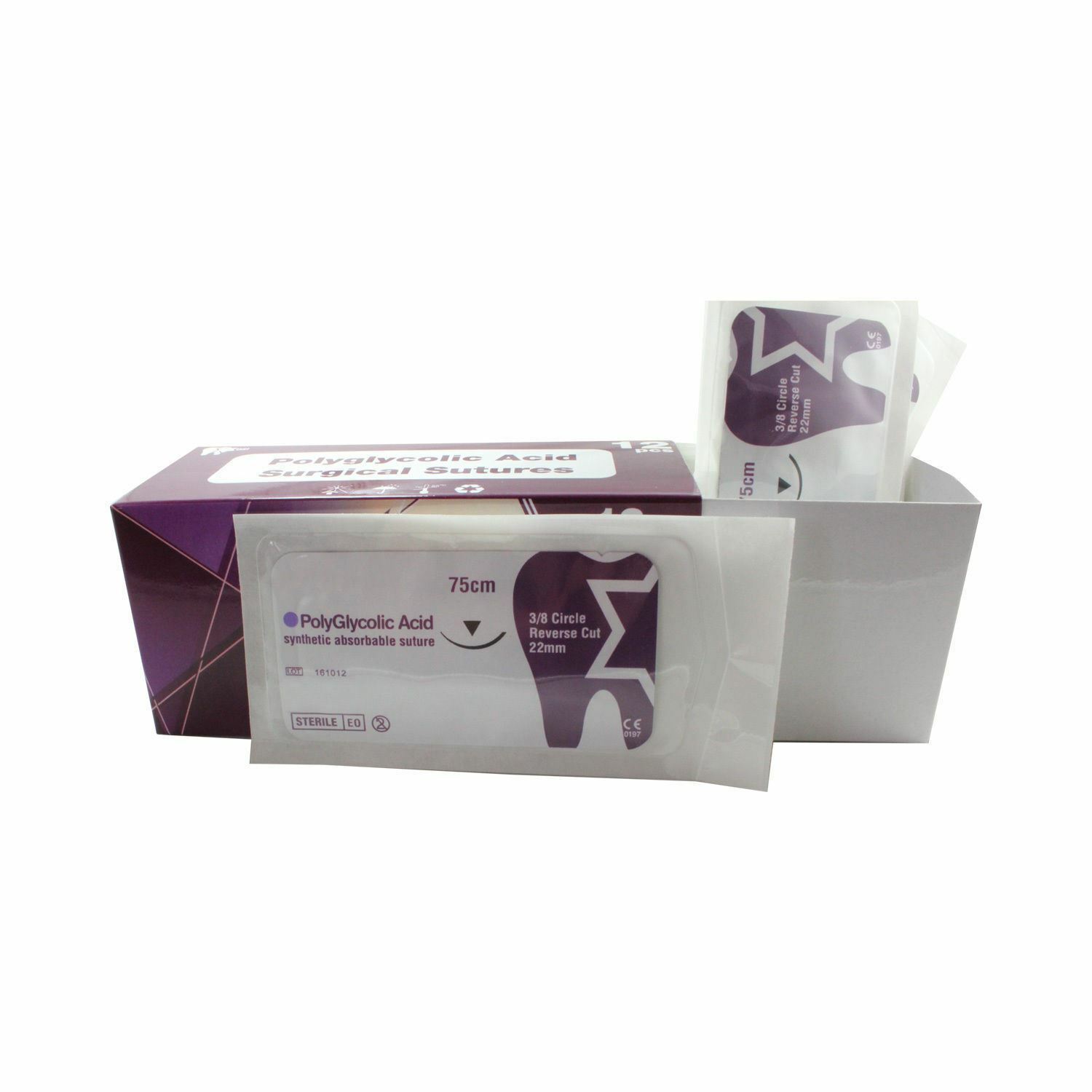 PGA 3/0 Surgical Suture Emergency First Aid Home Wound Treating 12 pcs