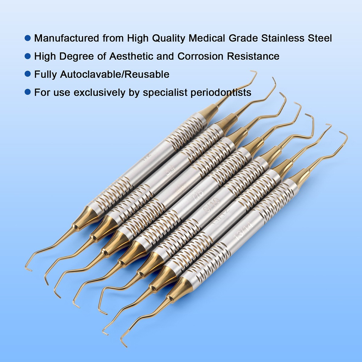 7Pcs Dental Periodontal Scaler Periodontal Hygiene Pick Tool Hand Instrument