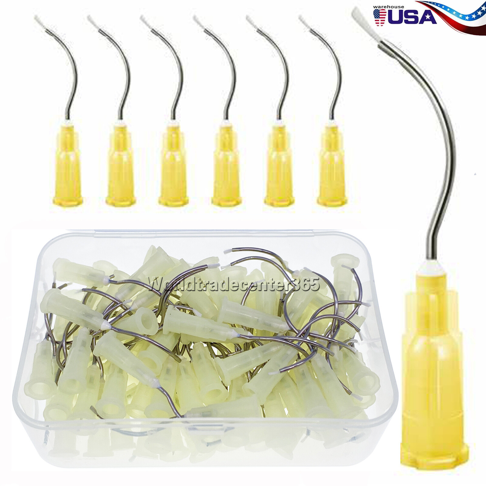Dental Hemostatic Delivery Bent Tips with Brush End 19G, Stat-Flo Type 100Pc/Box