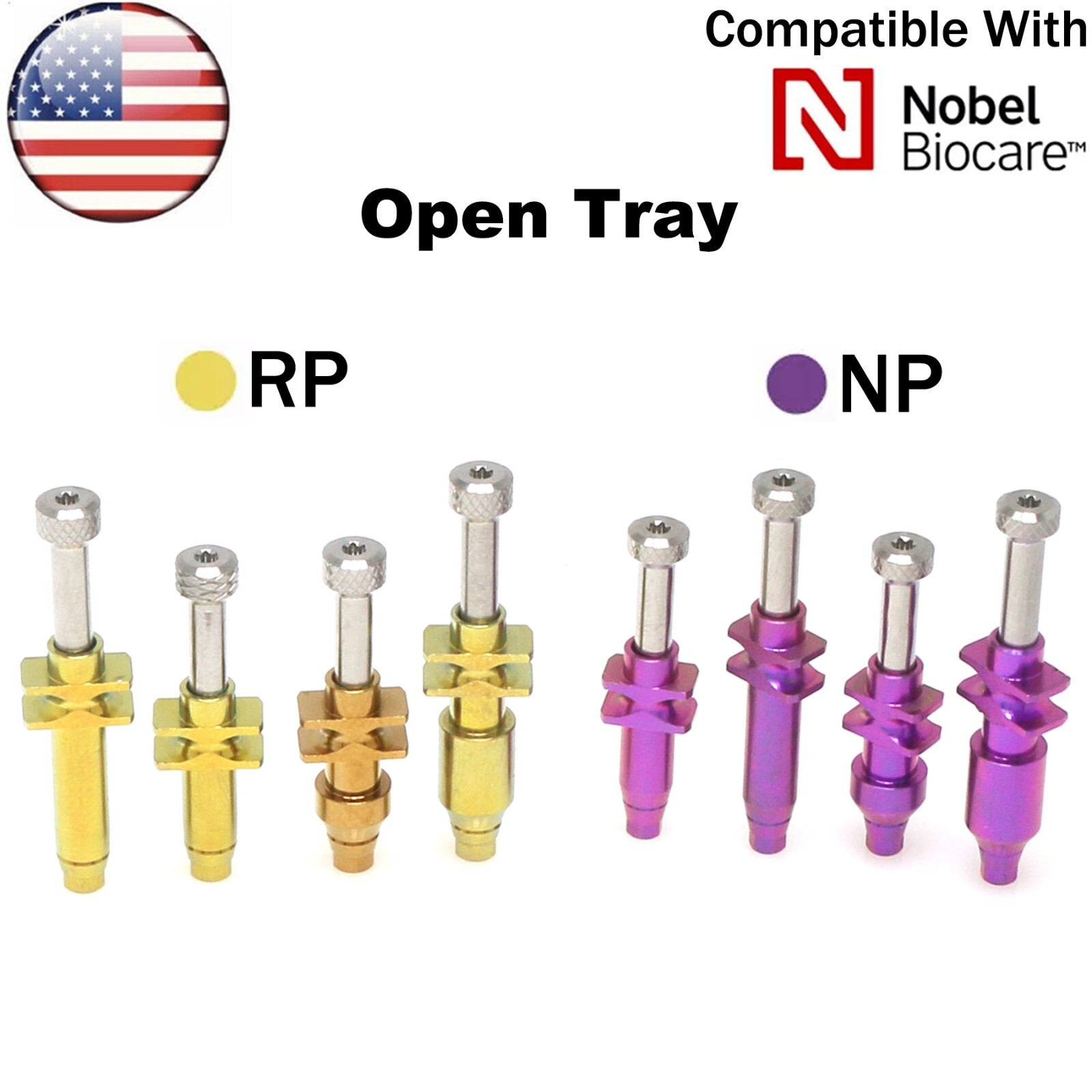 US Fits Nobel Biocare Healing Abutment NP/RP Impression Coping Open Closed Tray
